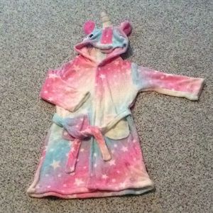 Unicorn Hooded Robe and Slippers, Size 4T-5T.